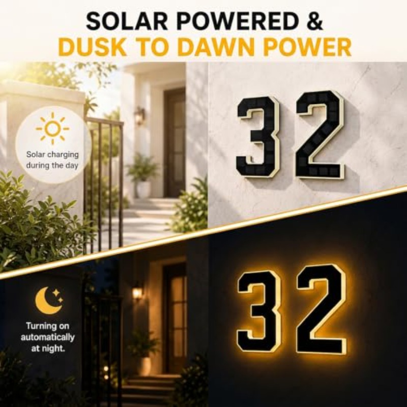 Solar Powered LED House Number - Outdoor Power House 评论和价格