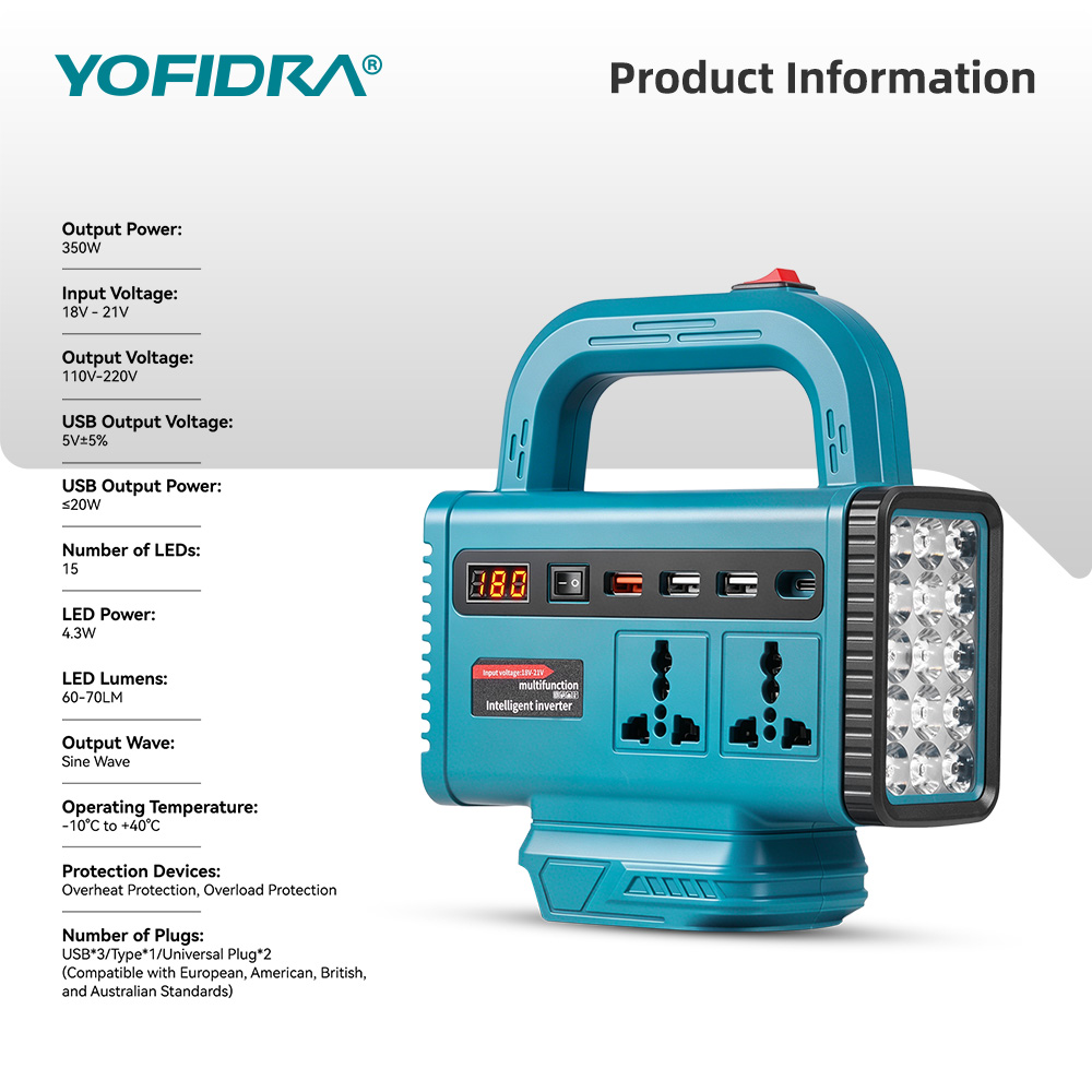 YOFIDRA 220V Portable Power In - Outdoor Power Adapter Usb C 评论和价格